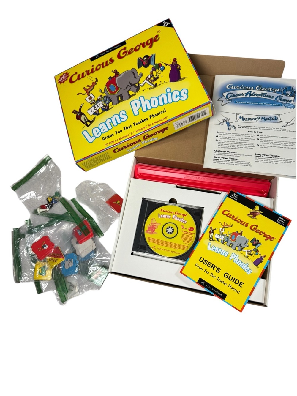 Vintage 1998 Curious George Learns Phonics Game Circus CD-ROM